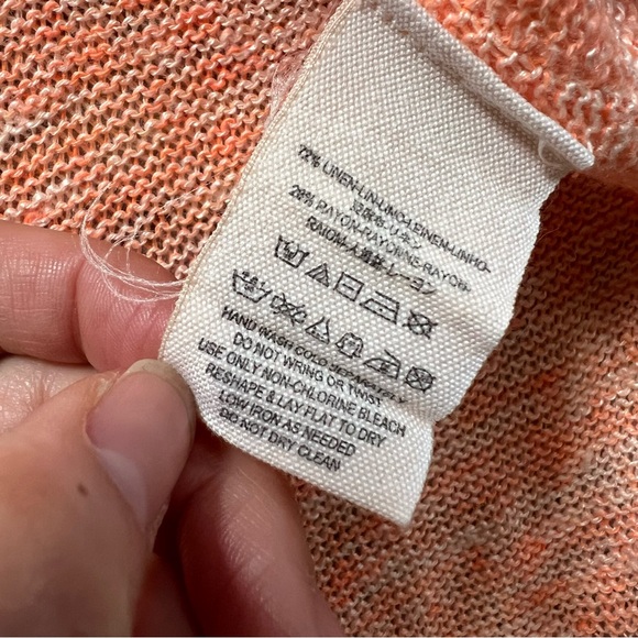 Free People Linen Blend Highlighter Orange High Low Step Hem Knit Top Sz S - Picture 9 of 14